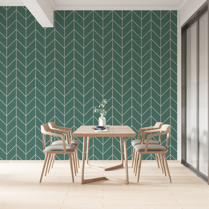 Papel de parede chevrons | Design moderno verde e branco