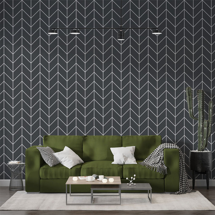 Mural Tapet chevron | Moderne Design Grå og Hvit