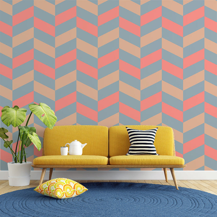 Mural Wallpaper chevrons | Pastel geometric pattern