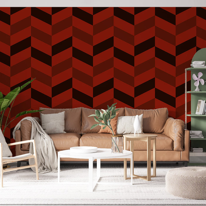 Papel de parede Chevron | Vermelho e Preto