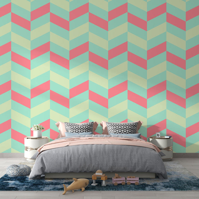 Mural Wallpaper chevrons | Grafisk pastell