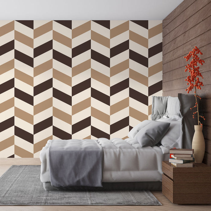 Mural Wallpaper chevrons | Retro geometric pattern