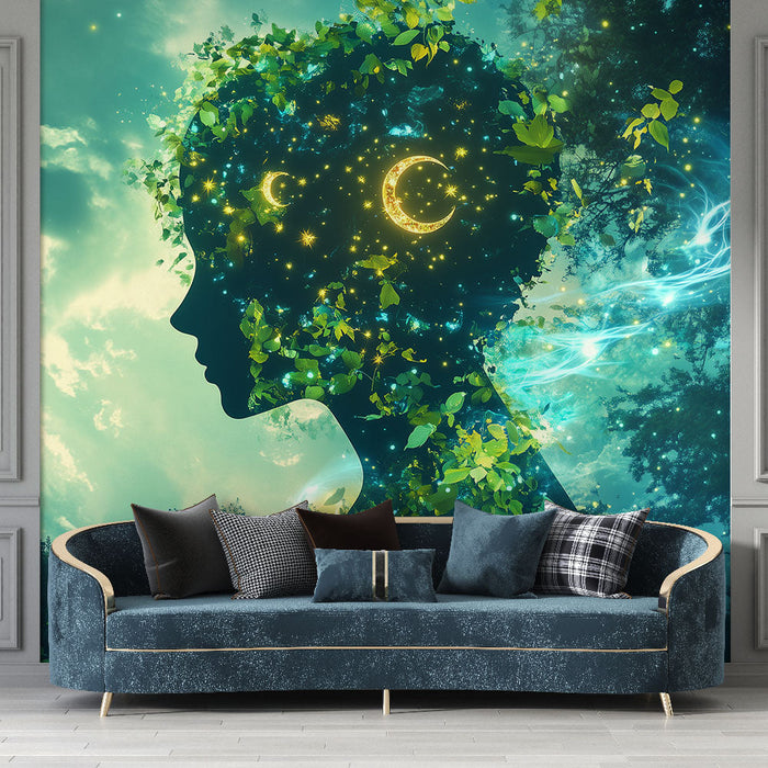 Papel pintado Natural Enchantment | Fairy and Celestial Silhouette