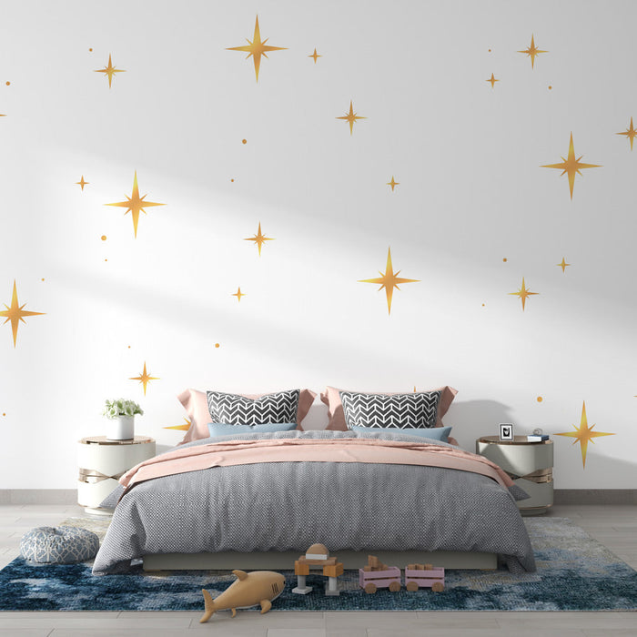 Papel pintado golden stars | Decoración celestial elegante