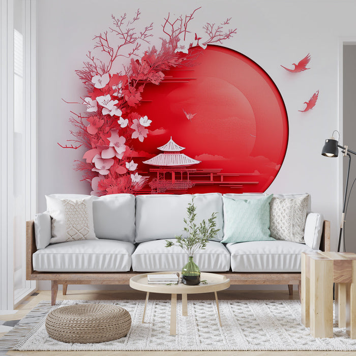 Японска тапет | Цветна елегантност и кръгове с пагоди