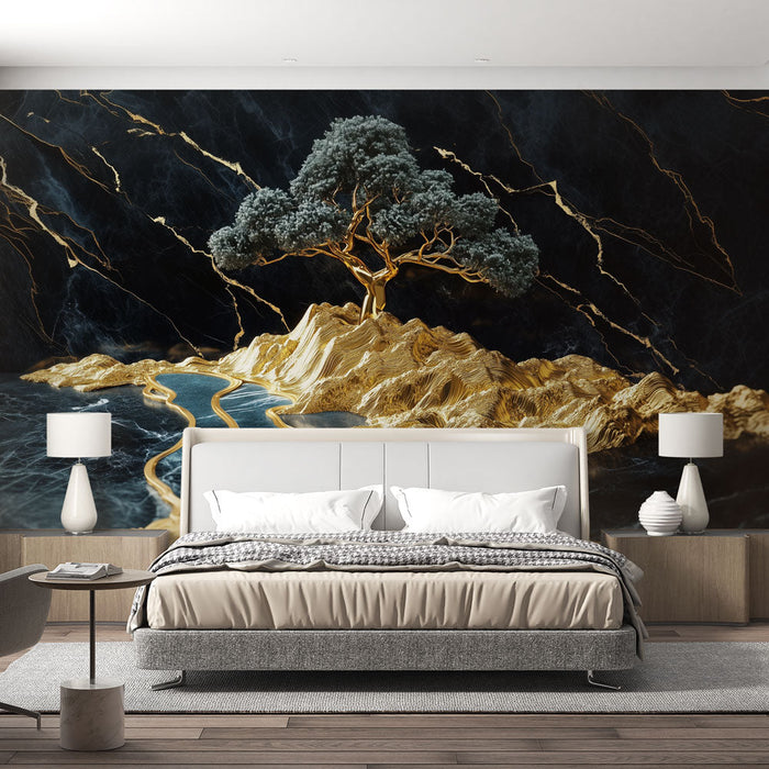 Mural Wallpaper zlatni pejzaž | Elegantna apstraktna zidna umjetnost