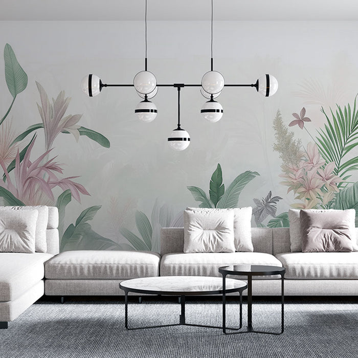 Foto Behang tropisch | Pastel botanische ontsnapping