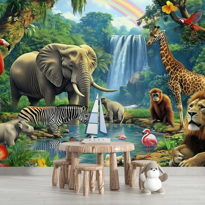 Carta da parati giungla animali | Decorazioni esotiche e vibranti