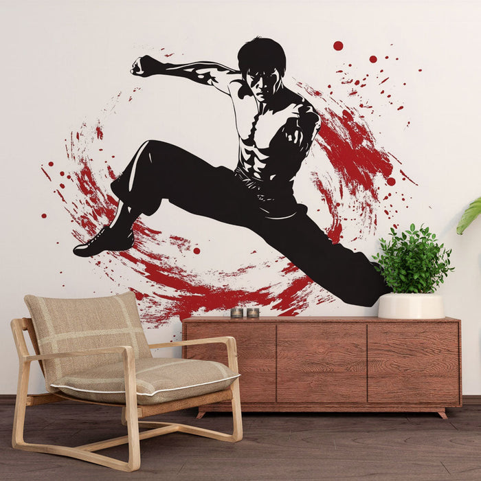 Mural Wallpaper borilačke vještine | Dinamičan crveno-crni dizajn