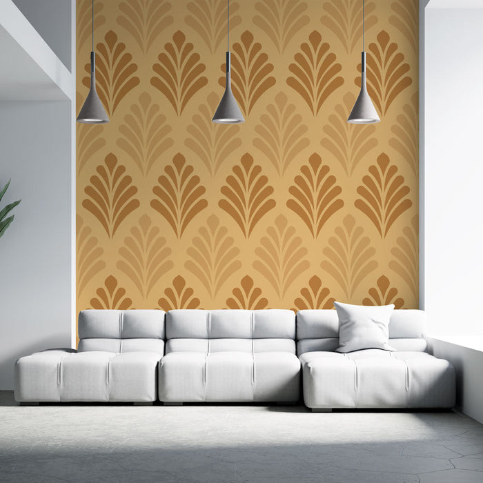 Mural Wallpaper vintage | Retro pattern ochre and beige
