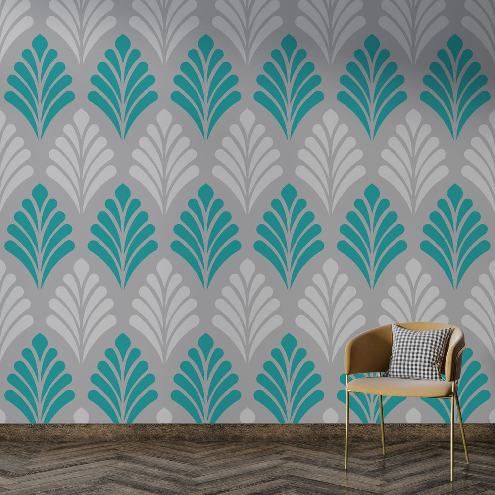 Papel de parede padrão geométrico | Azul petróleo e branco, image size:1000x1000