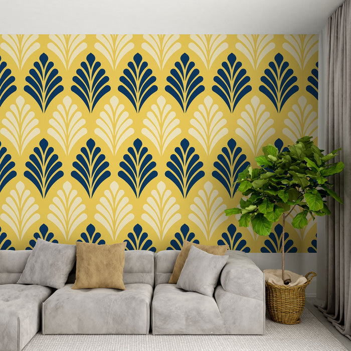 Tapeta wzór geometryczny | Żółty i Granatowy