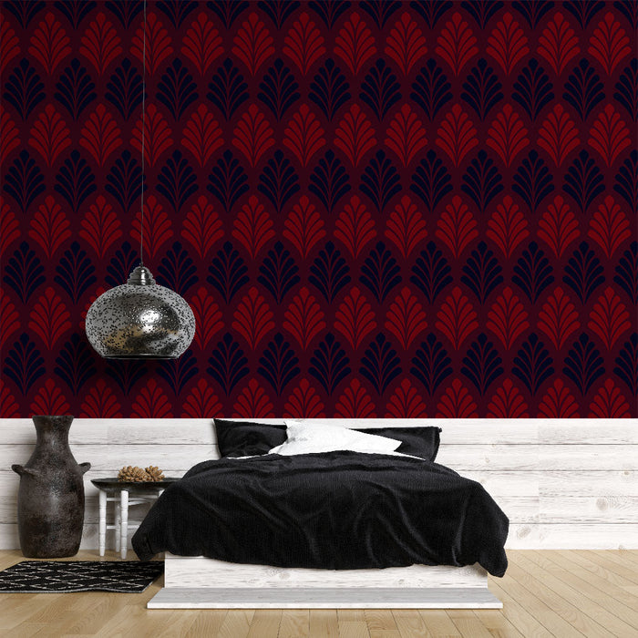 Mural Wallpaper Art Deco | Red and Black Pattern