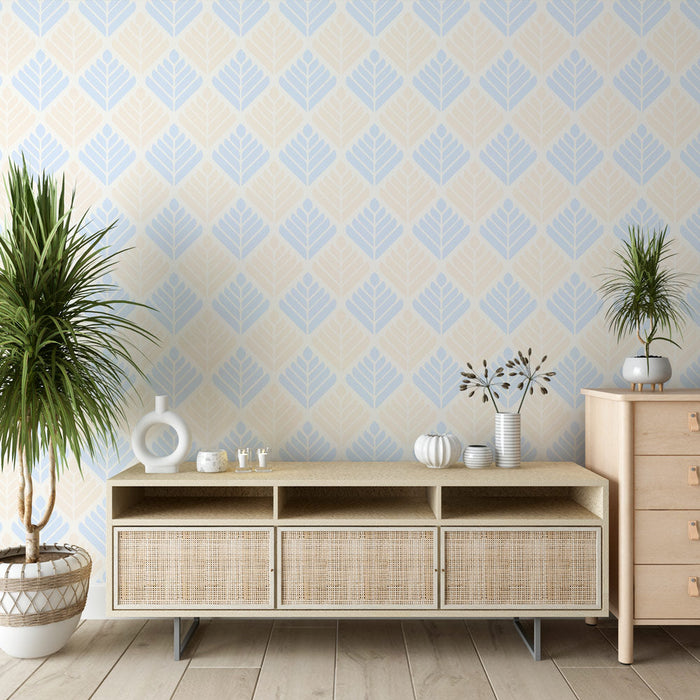 Muraaltapeet geomeetriline | Sinised ja beežid mustrid
