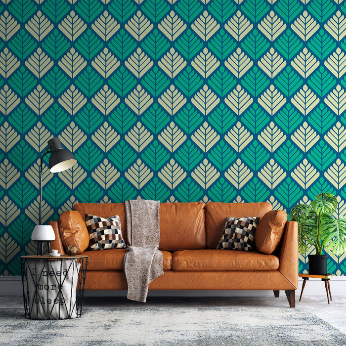 Tapeta ostavlja | Plavi i kremasti uzorak