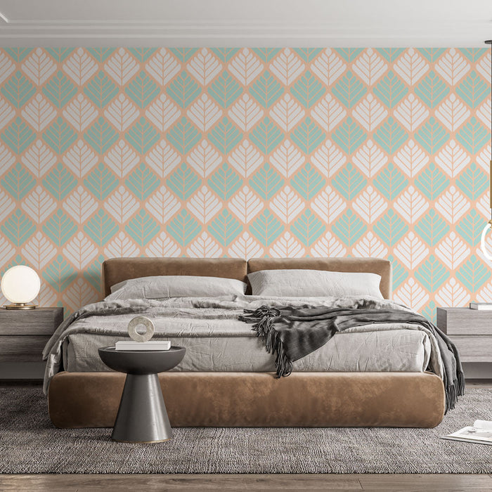 Tapete geometrische | Pastellblattmuster