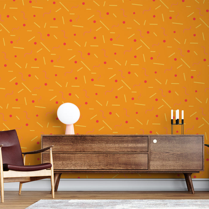 Ταπετσαρία τοίχου γεωμετρική | Αφηρημένο πορτοκαλί και κόκκινο μοτίβο