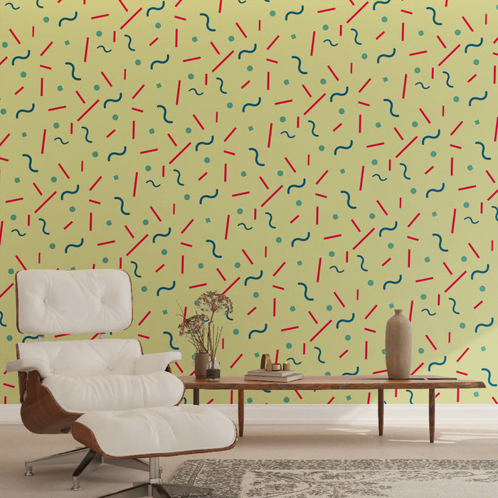 Foto Behang geometrisch | Multicolor retro patroon