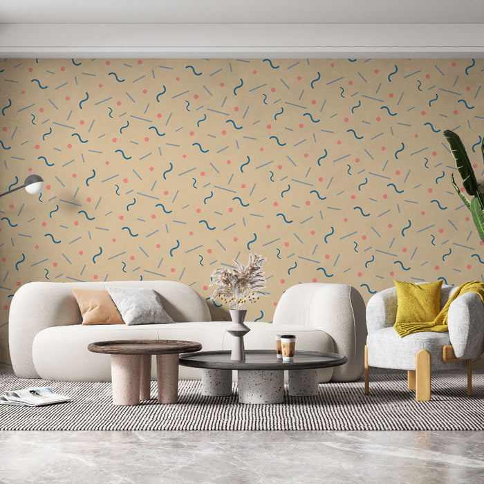 Mural Wallpaper abstract | Geometric patterns on beige background