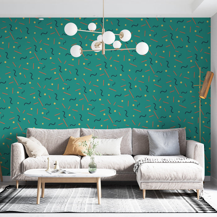 Mural Wallpaper Abstract | Retro Turquoise Design