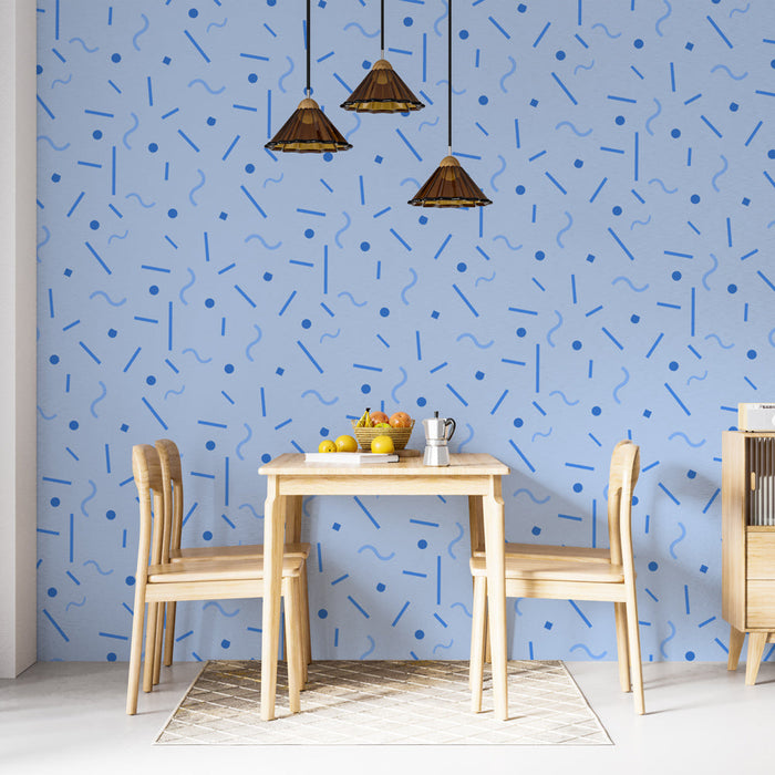 Tapeta geometryczna | Niebieski wzór na pastelowym tle