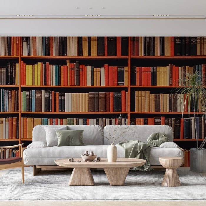 Muraaltapeetide raamatukogu | Värvilised riiulid