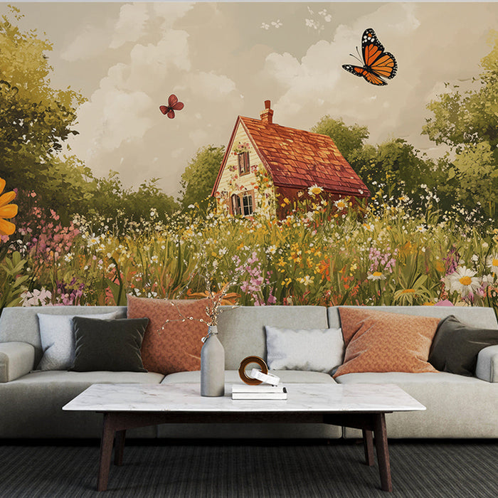 Tapeta Rustikální | Venkovský dům a květiny