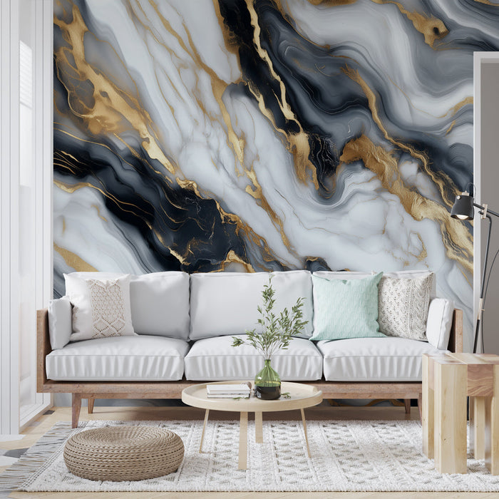 Papel de parede | Preto, Branco e Ouro