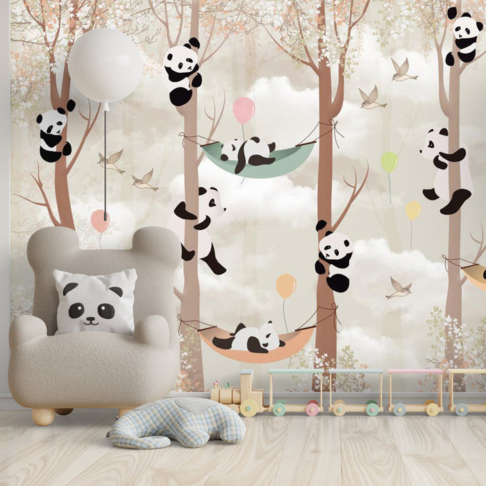 Mural Wallpaper children's room | Super cute pandas