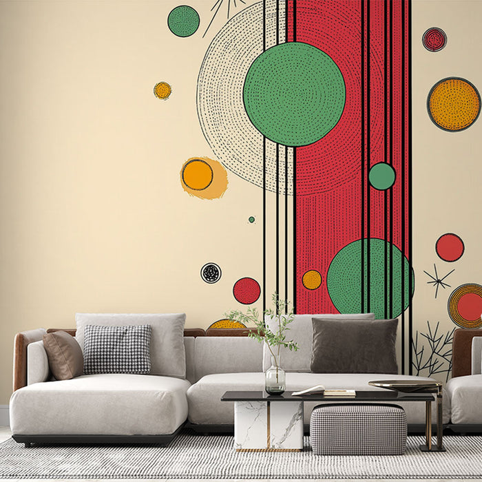 Abstrakte Tapete | Bunte Kreise und Linien