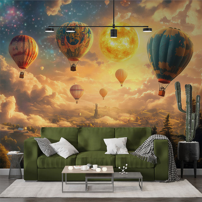 Tapeta z muralom balonov na vročem zraku | Nebesna krajina