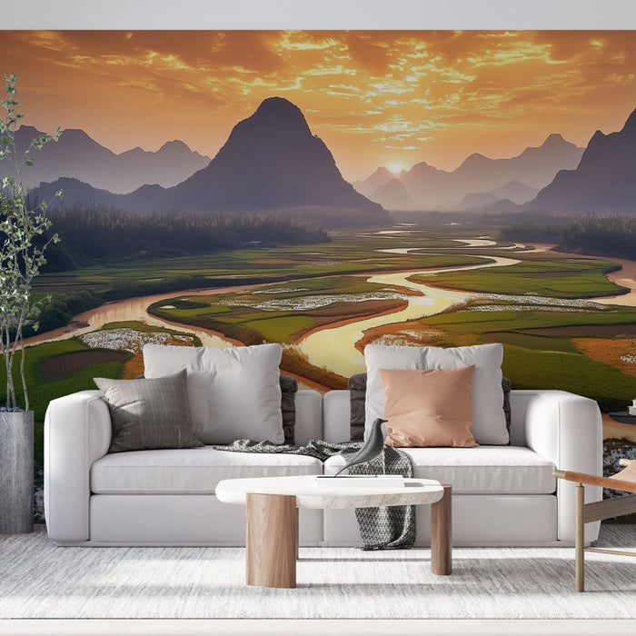 Fototapeet maastik | Päikesetõus maalilise oru kohal