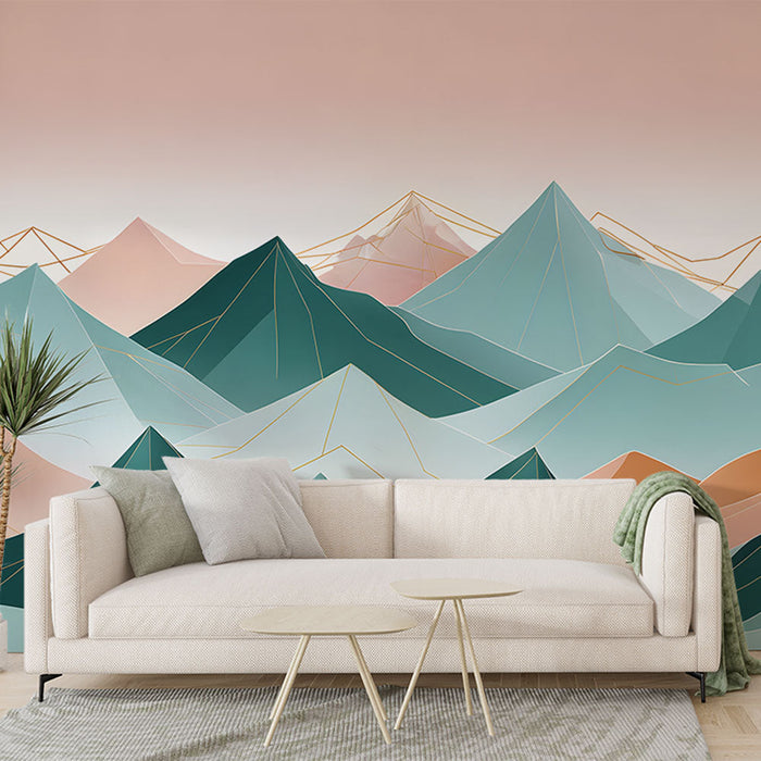 Falfestmény tapéta hegyek | Pasztell geometriai design