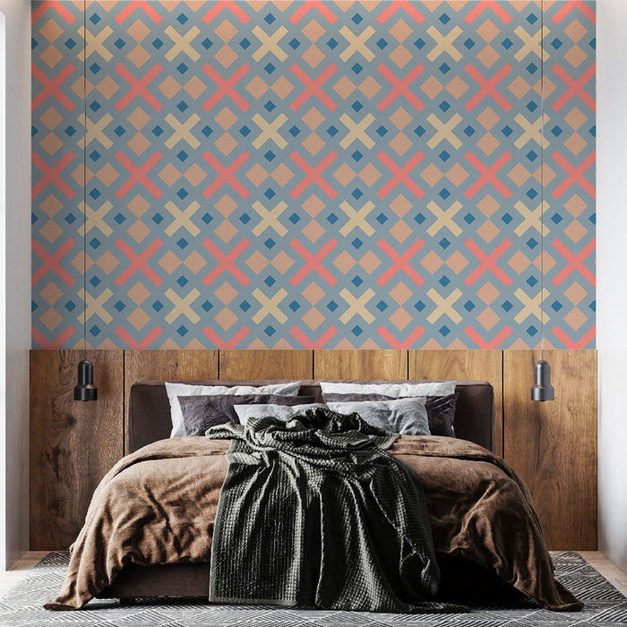 Foto Behang Geometrisch | Retro Multicolor Patroon
