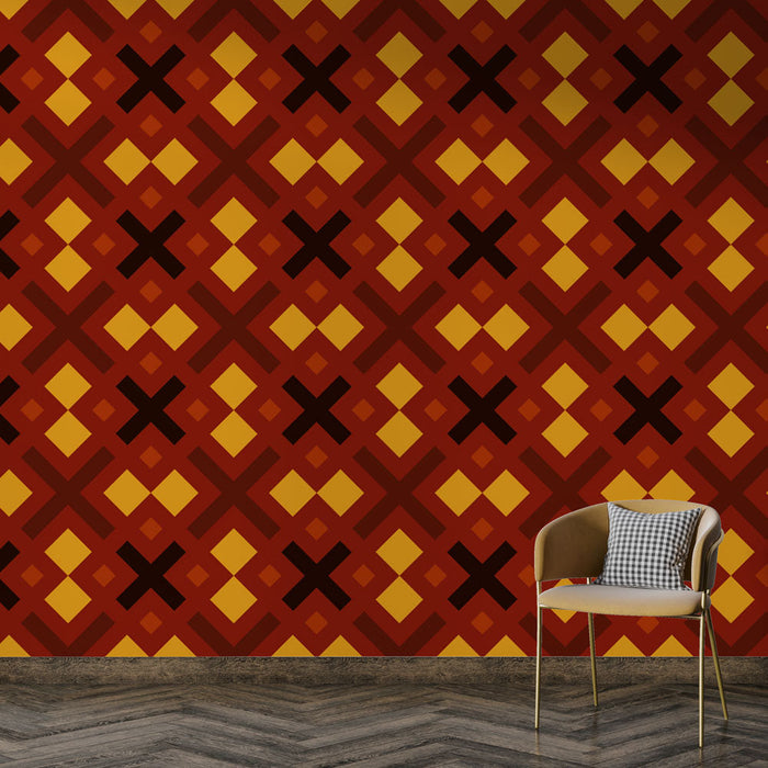 Fototapet geometrisk | Varmt og retro mønster