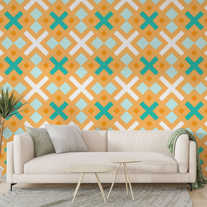Fototapet Geometrisk | Retro Krysset Mønster