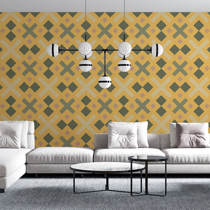 Mural Wallpaper geometric | Vintage cross pattern