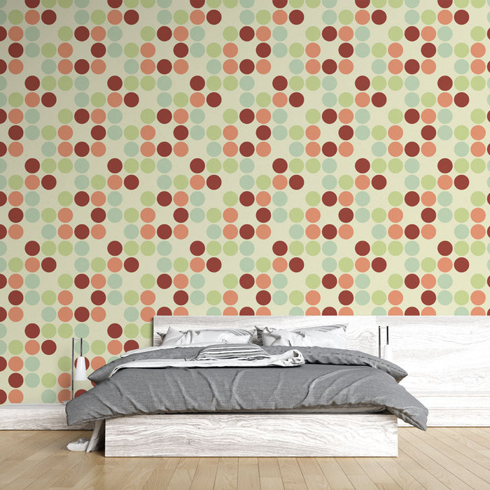 Шарена ретро винтидж тапет на точки | Цветен винтидж ретро