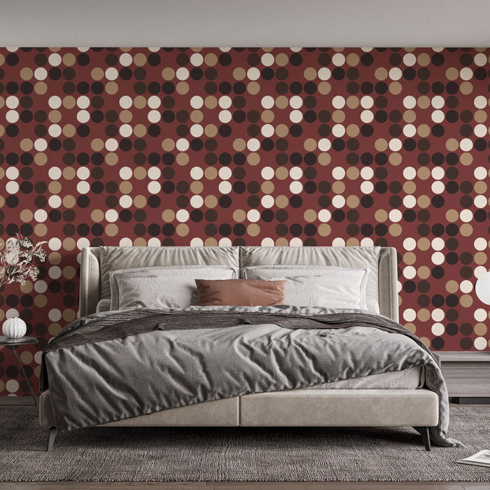 Tapete mit Polka Dots | Retro Design in Braun und Beige