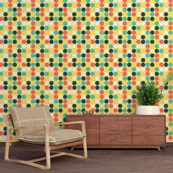 Muraaltapeet täppidega | Retro värviline muster