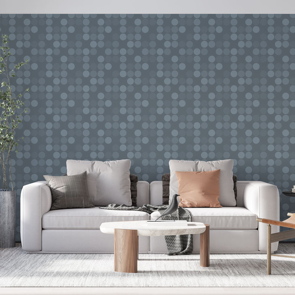 Papel Pintado De Lunares Gris - Material No Tejido, 150 G/m², Fácil Instalación, Cola Incluida