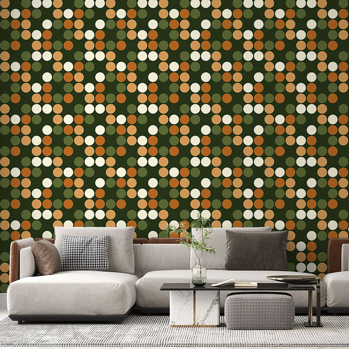 Papel de parede com padrões geométricos | Design retrô com círculos coloridos