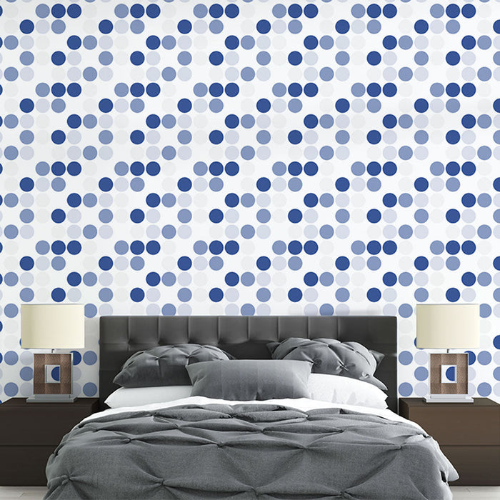 Carta da parati con punti | Motivo geometrico blu e bianco
