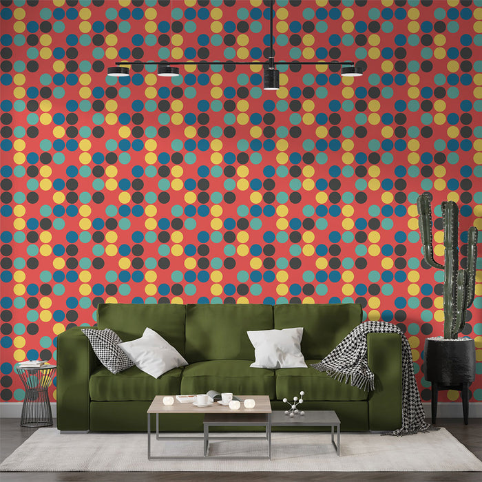 Foto Behang Geometrisch | Retro Multicolor Cirkels