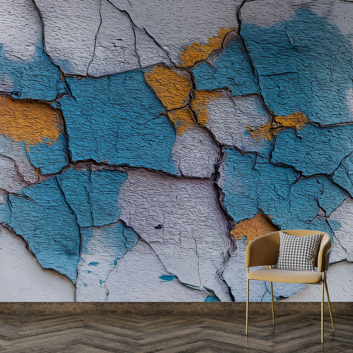 Puknuti Tapete | Plava i narančasta umjetnička tekstura