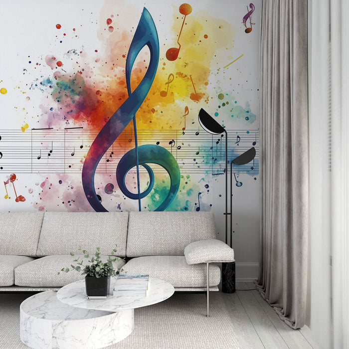 Χαρούμενη μουσική ταπετσαρία | Πολύχρωμη χαρμονία με ακουαρέλα