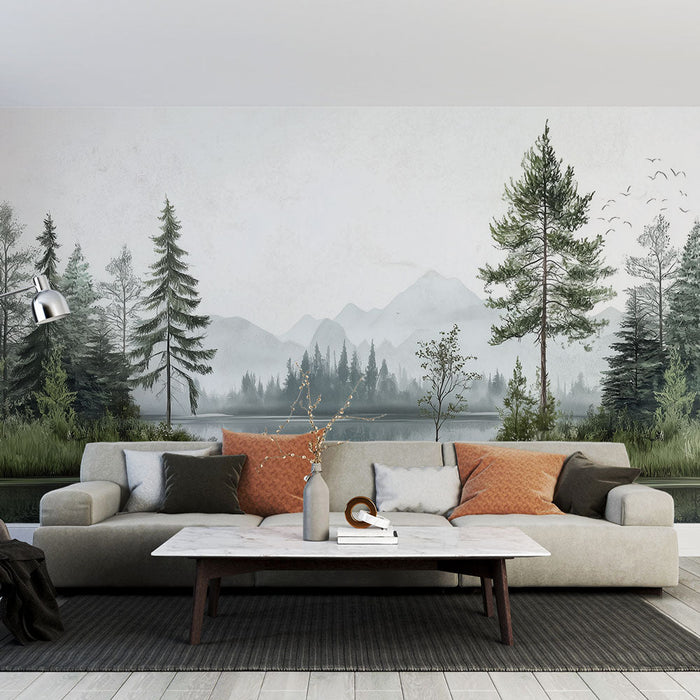 Tapeta s přírodní krajinou | Klid lesa u jezera