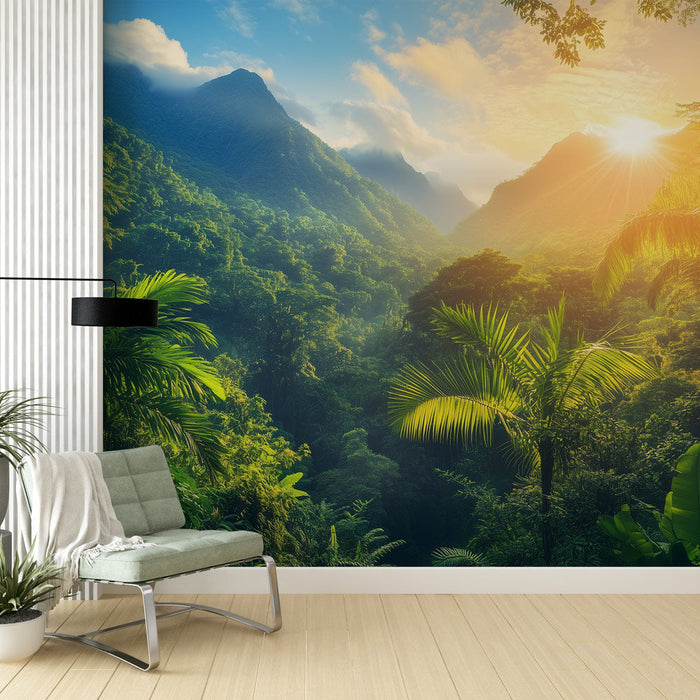 Tapet jungel | Frodig tropisk soloppgang