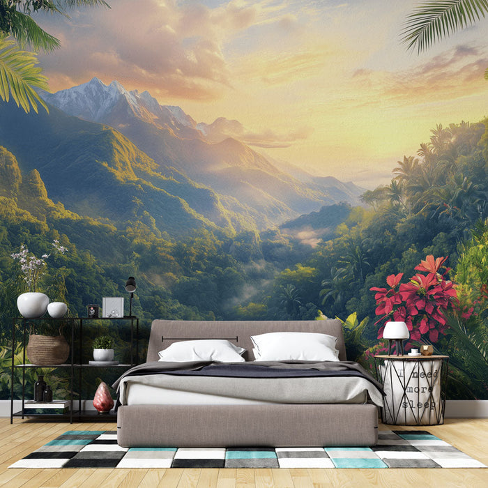 Mural Tapet tropisk landskap | Fjellflukt ved soloppgang