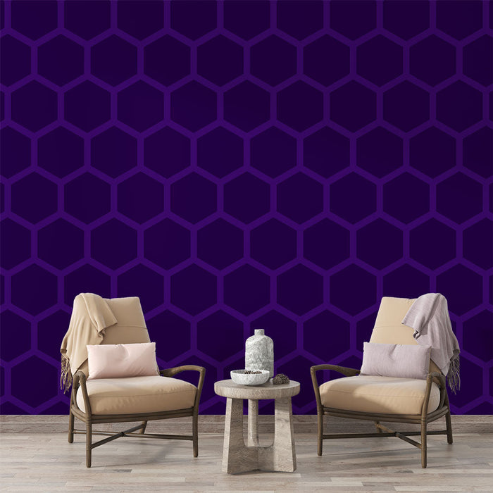 Fototapet hexagon | Mørkt lilla geometrisk mønster